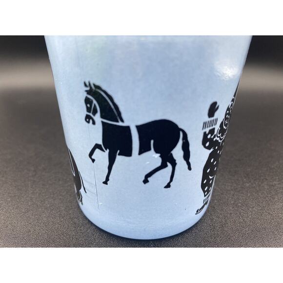 MCM 1950’s Blue Circus Theme Childs Handled Mug Clowns Vintage Glass - Picture 4 of 8